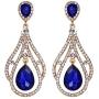 BriLove Womens Wedding Bridal Crystal Peacock Feather Shape Teardrop Chandelier Dangle Earrings