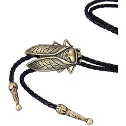 COOLLA Bolo tie- Handmade Western Cowboy Black Vintage Cicada Pendant for Women,Men