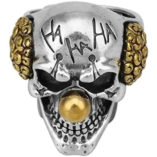 Skull Head Ring for Men, Joker Skull Ring, Gothic Clown Skull Ring Cocktail Party Ring, Vampire Skull Ring, Cool Devil Ring Halloween Biker, Vintage Punk Skull Jewelry Gift for Men Boys Skull Head Ring for Men, Joker Skull Ring, Gothic Clown Skull Ring Cocktail Party Ring, Vampire Skull Ring, Cool Devil Ring Halloween Biker, Vintage Punk Skull Jewelry Gift for Men Boys