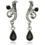 1928 Jewelry Silver-Tone Black and Hematite Color Crystal Vine Drop Earrings