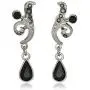 1928 Jewelry Silver-Tone Black and Hematite Color Crystal Vine Drop Earrings 1928 Jewelry Silver-Tone Black and Hematite Color Crystal Vine Drop Earrings