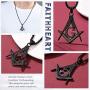 FaithHeart Masonic Necklace for Men, Freemason Compass Symbol Stainless Steel or 18K Gold Plated Free and Accepted Masons Pendant Jewelry with Gift Packaging