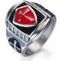 Grhose Mens Stainless Steel Ring Knight ring Templar Ring biker Crusader Cross masonic Red Size 12