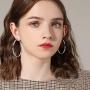 Hammered Hoop Earrings for Women, Lightweight Thin Hoop Earrings Big Large Oval Oblong Ear Rings, Silver
