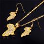 U7 African Jewelry Platinum or 18K Gold Plated Outline Pendant Charm Dangle Drop Earrings Africa Map Necklace Earrings Set