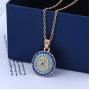Lucky Round Evil Eye Jewelry Set, AILUOR Gold Inspirational Turkish Hamsa Blue Cubic Zirconia Crystal Evil Eye Charm Pendant Necklace,Ring,Bracelet and Stud Earrings Sets for Girl Women