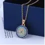 Lucky Round Evil Eye Jewelry Set, AILUOR Gold Inspirational Turkish Hamsa Blue Cubic Zirconia Crystal Evil Eye Charm Pendant Necklace,Ring,Bracelet and Stud Earrings Sets for Girl Women