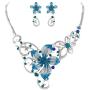 EVER FAITH Womens Austrian Crystal Enamel Orchid Flower Necklace Earings Set