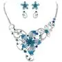 EVER FAITH Womens Austrian Crystal Enamel Orchid Flower Necklace Earings Set EVER FAITH Womens Austrian Crystal Enamel Orchid Flower Necklace Earings Set