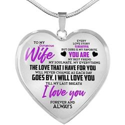 ZXOTTY to My Gorgeous Wife My Everything from Husband Luxury Heart Shape Pendant Necklace for Her Wife Holidays Graduation Birthday Party Proposal