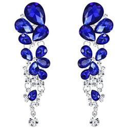 EVER FAITH Womens Austrian Crystal Gorgeous Tear Drops Wedding Dangle Pierced Earrings