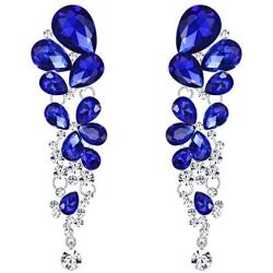 EVER FAITH Womens Austrian Crystal Gorgeous Tear Drops Wedding Dangle Pierced Earrings