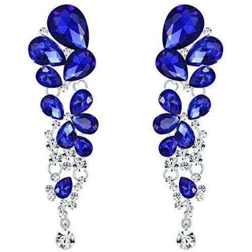 EVER FAITH Womens Austrian Crystal Gorgeous Tear Drops Wedding Dangle Pierced Earrings