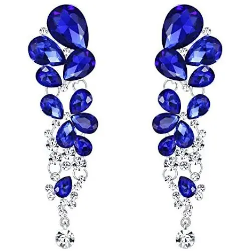 EVER FAITH Womens Austrian Crystal Gorgeous Tear Drops Wedding Dangle Pierced Earrings EVER FAITH Womens Austrian Crystal Gorgeous Tear Drops Wedding Dangle Pierced Earrings