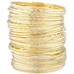 Lux Accessories Womens Girls Gold Tone Textured Multiple Bangle Set