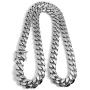 14K White Gold Cuban Link Chain Necklace for Men Real 14MM 14K Karat Diamond Cut Heavy w Solid Thick Plated Clasp US Made