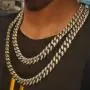 GOLD IDEA JEWELRY 10MM HIP HOP Classic 14K /White Gold Plated Iced Out Cuban Link Chain Prong Setting Cubic Zirconia Miami Cuban Link Choker necklace/Bracelet for men women