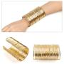 QTMY Alloy Metal Gold Thin Thread Wire Open Cuff Wide Bracelet Bangle