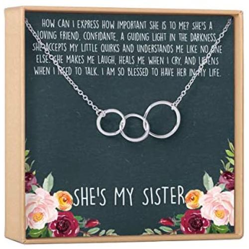 Dear Ava Sisters Gift Necklace: Sister Birthday Gift, Big Sister Gift, 3 Asymmetrical Circles (Silver-Plated-Brass, NA)