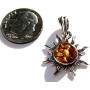 Light Amber Sterling Silver 925 Round Sun Pendant