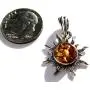 Light Amber Sterling Silver 925 Round Sun Pendant