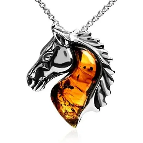 Ian and Valeri Co. Amber Sterling Silver Horse Pendant Necklace Chain 18'' Ian and Valeri Co. Amber Sterling Silver Horse Pendant Necklace Chain 18''