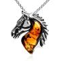 Ian and Valeri Co. Amber Sterling Silver Horse Pendant Necklace Chain 18''