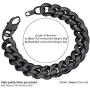 ChainsPro Durable Cuban Link Bracelet for Mens Boys, 6/10/14 mm, 19-21CM Length, 18K Gold Plated/316L Stainless Steel/Black-with Gift Box