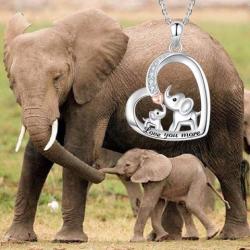ZGBY Elephant Mother Daughter Necklace Gifts 925 Sterling Silver Love You More Lucky Elephant Necklace Cute Jewelry for Women Girls