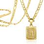 Joycuff Gold Square Initial Necklaces for Women Men Teen Girls Boys Husband Dad Mom Daughter Personalized Name 26 Alphabets Stainless Steel Figaro Chain Vintage Medallion Pendant Necklace