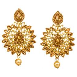Bindhani Indian Style Bollywood Jewellery Hair Accessories Maang Tika Headpiece Bridal Bridesmaid Wedding Traditional Bahubali Gold Plated Chandbali Kundan Earrings Mang Tikka Jewelry For Women