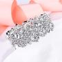 EVER FAITH Womens Clear Crystal Stunning Hollow Floral Wedding Bride, Bridesmaid Stretch Bracelet