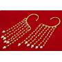 Touchstone Indian Bollywood Trendy and Innovative Look Faux Pearls hangings Long Bridal Chandelier Designer Jewelry Earrings for Women in Gold Tone