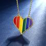 beautlace Customized LGBT Necklaces 18K Gold Plated Rainbow Love Heart Triangle Pendant Gay Lesbian Pride Jewelry for Men and Women