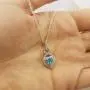 Dazzlingrock Collection 14K Gold 5 MM Heart Cut Blue Topaz & Round Diamond Heart Pendant (Silver Chain Included)
