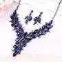 BriLove Womens Wedding Bridal Crystal Marquise-Shape Leaf Flower Enamel Statement Necklace Dangle Earrings Set BriLove Womens Wedding Bridal Crystal Marquise-Shape Leaf Flower Enamel Statement Necklace Dangle Earrings Set