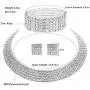 mecresh Wedding Bridal 1/2/3/4/5Row Rhinestone Crystal Jewelry Sets for Women(1 Earrings&Necklace&Bracelet) mecresh Wedding Bridal 1/2/3/4/5Row Rhinestone Crystal Jewelry Sets for Women(1 Earrings&Necklace&Bracelet)