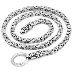 GuoShuang Nordic Viking Rune with Thor Pendant Necklace Stainless Steel -King Chain with Valknut Gift Bag