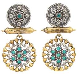 Aheli Indian Traditional Ethnic Design Oxidized Dangle Drop Earrings for Women Old Fashioned Vintage Jewelry