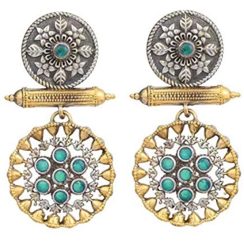 Aheli Indian Traditional Ethnic Design Oxidized Dangle Drop Earrings for Women Old Fashioned Vintage Jewelry