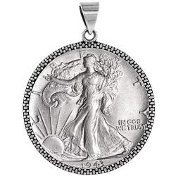 Sterling Silver Half Dollar Bezel 30 mm Coins Prong Back Illusion Edge 50 Cent Coin NOT Included