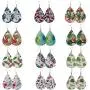 12 Pairs Large African Flamingo Leather Dangle Earring Teardrop Lightweight Leaf Pattern Leather Earrings Handmade Bohemian Exquisite Pendant Earrings for Women Girls