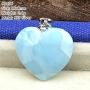 Larimar Pendant, Heart Natural Blue Larimar Stone Jewelry For Woman Man Dominica Crystal 17x4mm BeadsSilver Sterling Water Pattern Gemstone AAAAA