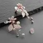 Mariell Bridal and Wedding Rose Gold Handmade Dangle Earrings with Clear Crystal Gems and Ivory Pearls Mariell Bridal and Wedding Rose Gold Handmade Dangle Earrings with Clear Crystal Gems and Ivory Pearls