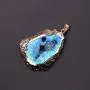 Natural Agate Slice Druzy Necklace - Irregular Slice Natural Quartz Geode Pendant Necklace with Gold Plated Edge, Bohemian Natural Stone Jewelry for Women