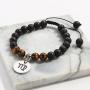 Meibai Handmade 8mm Lava Rock Tiger Eye Natural Stone Beads Bracelet with Constellation Zodiac Sign Charm Adjustable Size