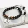 Meibai Handmade 8mm Lava Rock Tiger Eye Natural Stone Beads Bracelet with Constellation Zodiac Sign Charm Adjustable Size Meibai Handmade 8mm Lava Rock Tiger Eye Natural Stone Beads Bracelet with Constellation Zodiac Sign Charm Adjustable Size