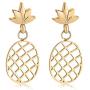 SKQIR Pineapple Necklace,Womens Tiny Handmade Stainless Steel Pineapple Jewelry Sets(Earrings+Bracelets+Necklaces Jewelry Set)
