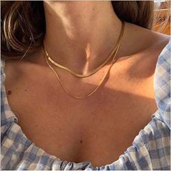 Acedre Snake Choker Necklace Gold Layered Necklaces Chain Adjustable Dainty Necklaces Jewelry for Women and Girls