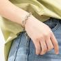 Dabacin Cable Link Bracelets, Stainless Steel Chain Link Bracelets in Two Tone with Gold and Silver for Women, Girl Jewelry